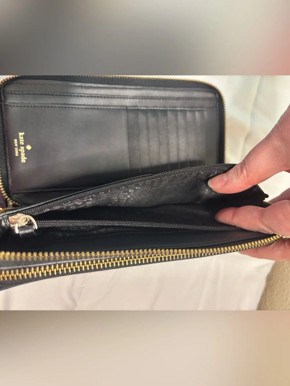 kate spade Laurel Way Winnie Double Zip Wristlet Clutch with Gold Logo
